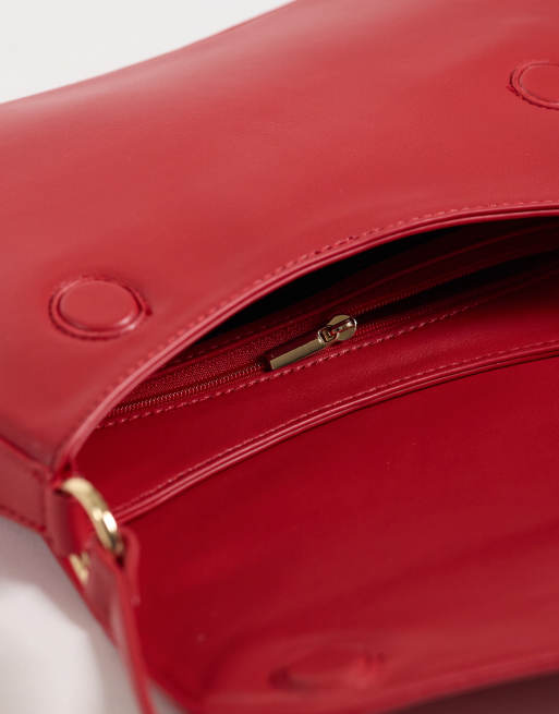 ASOS DESIGN asymmetric flap shoulder bag in red, 3 of 4