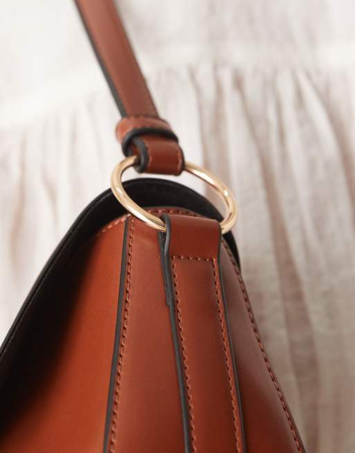 ASOS DESIGN asymmetric flap shoulder bag in tan