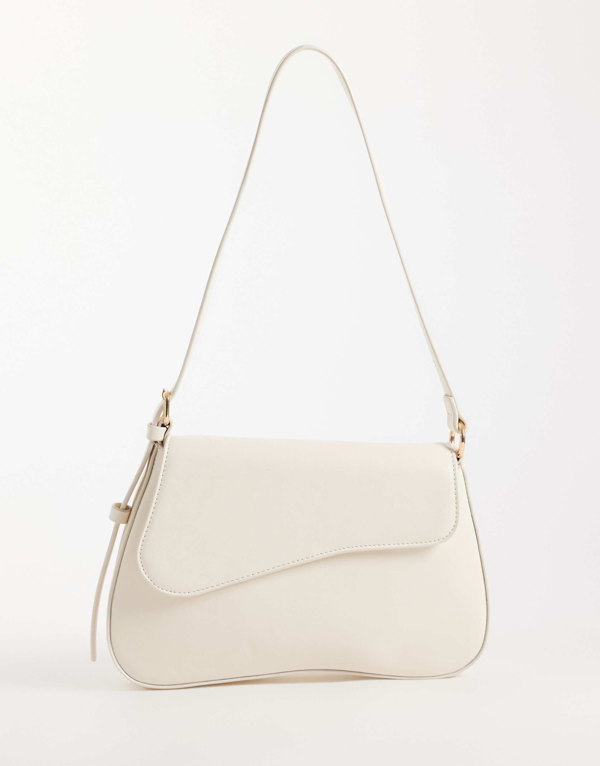 asos design asymmetric flap shoulder bag in white