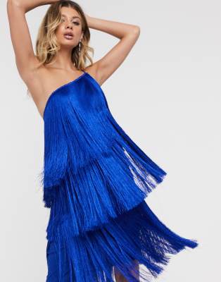 blue fringe dress