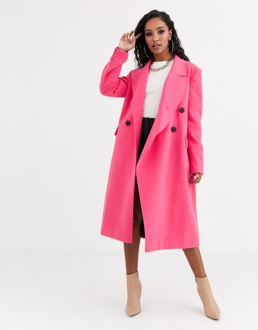 ASOS DESIGN asymmetric front formal coat in pink ASOS