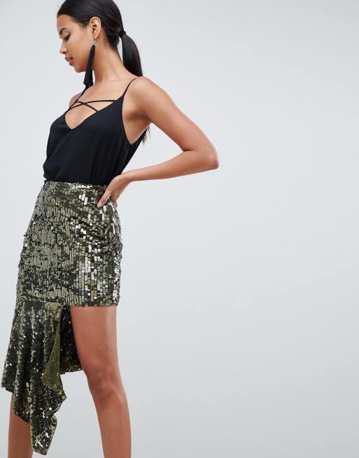 Asymmetrical skirt outlet asos