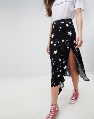 ASOS DESIGN asymmetric hem midi skirt 
