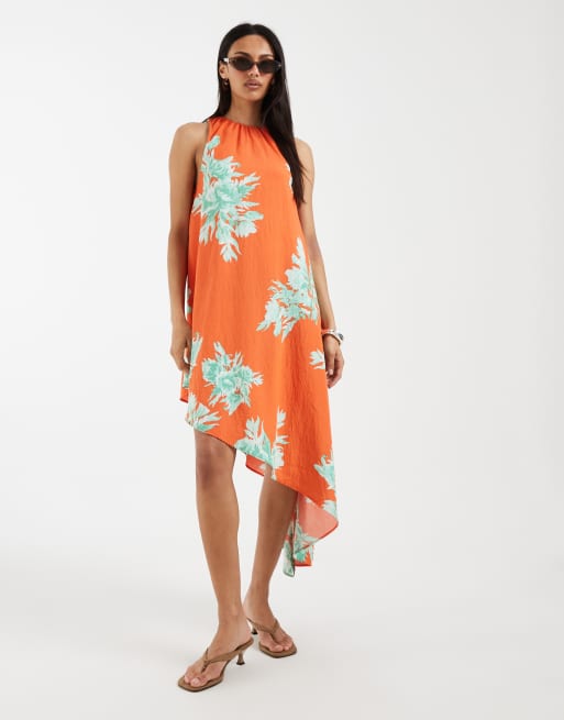 ASOS DESIGN asymmetric hem volume mini dress in print, 2 of 4