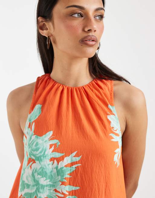 ASOS DESIGN asymmetric hem volume mini dress in print, 3 of 4