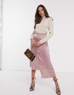 rose satin skirt