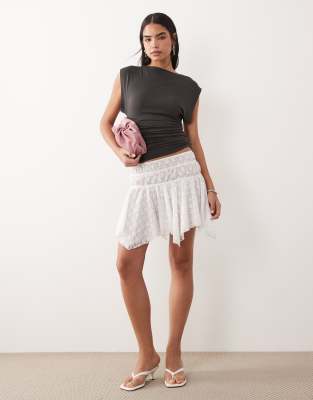 Asos Design Asymmetric Lace Layered Mini Skirt In Multi