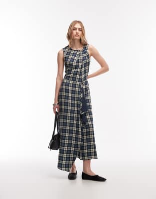 Asos Design Asymmetric Midi Dress With Twist Detail In Multi