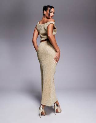 Shop Asos Design Asymmetric Neck Cut Out Ruching Detail And Slit Maxi Dress