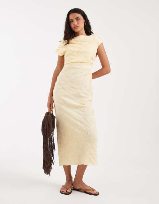 ASOS DESIGN asymmetric off shoulder maxi dress in check, 2 of 4