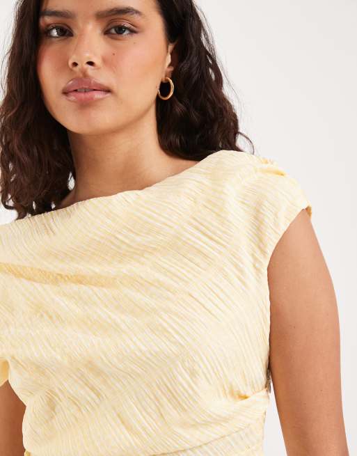 ASOS DESIGN asymmetric off shoulder maxi dress in check, 3 of 4