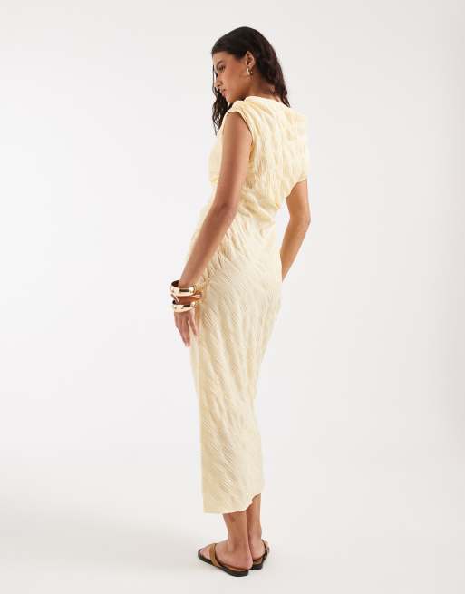 ASOS DESIGN asymmetric off shoulder maxi dress in check, 4 of 4