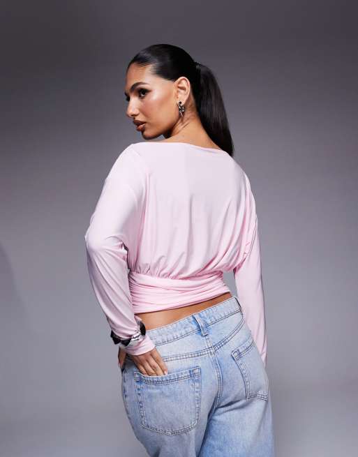 ASOS DESIGN asymmetric one-shoulder long sleeve top with