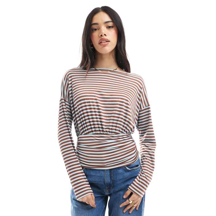 ASOS DESIGN asymmetric one shoulder long sleeve top with