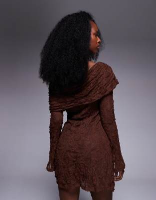 Asos Design Asymmetric One Shoulder Maxi Dress In Brown