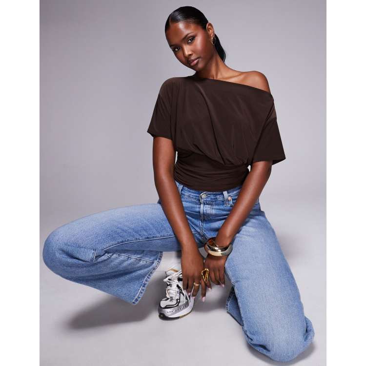 【mnem】Simon Slit One Shoulder Tee HA 008 - ONE SHOULDER ASYMMETRICAL TOP - ARABICA – HAUS LABEL