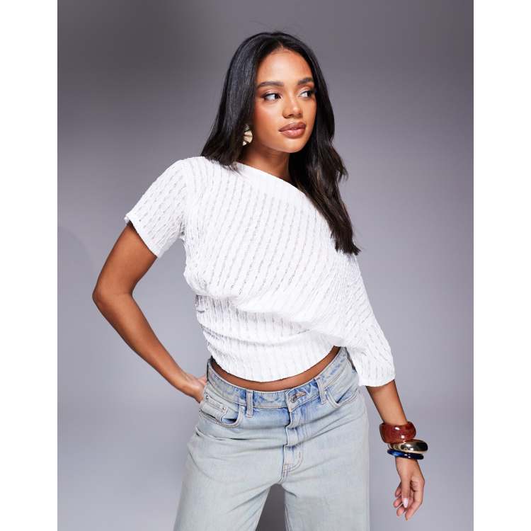 ASOS DESIGN asymmetric one shoulder short sleeve top with