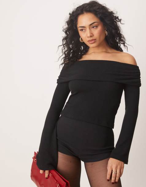 ASOS DESIGN asymmetric one shoulder super soft top in black - view 1