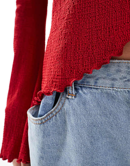 ASOS DESIGN asymmetric one shoulder textured top in red | ASOS ASOS DESIGN asymmetric one shoulder textured top in red | ASOS