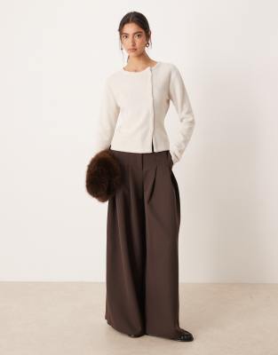 Asos Design Asymmetric Placket Button Through Super Soft Top In White