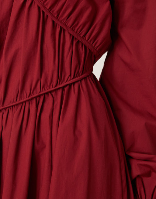 ASOS DESIGN asymmetric ruched maxi dress in burgundy | ASOS