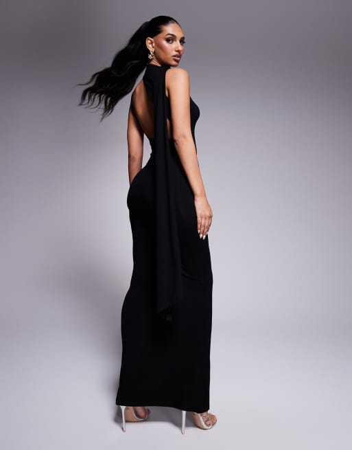 Party Wear Maxi Scarves ASOS DESIGN Asymmetric Scoop Neck Maxi