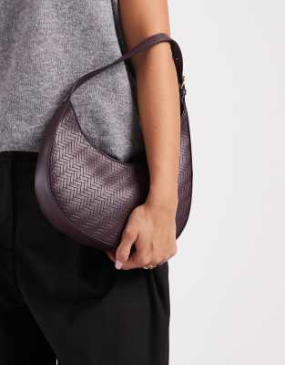 Asos Design Asymmetric Scoop Shoulder Bag With Buckle Detail In Red