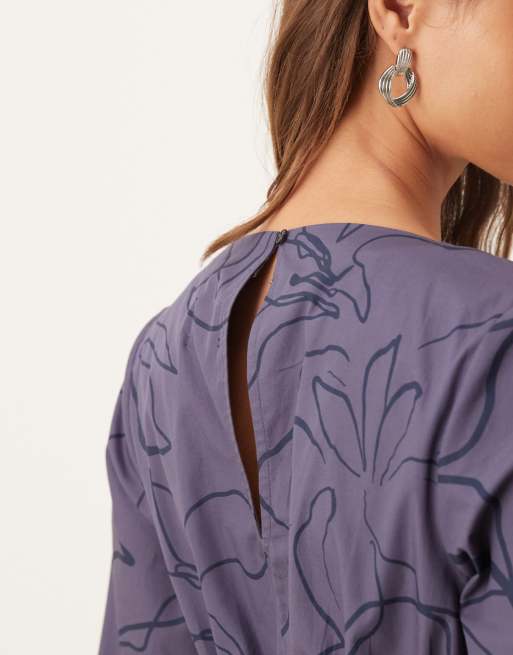 Asymmetrical Flower Purple Mini Dress