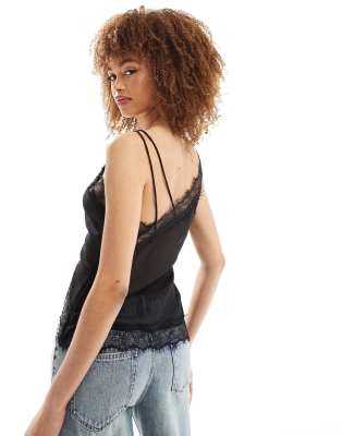 Lyric Microfibre Lace Cami Top, Black - Camisoles, Slips & Bodysuits