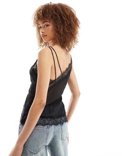 ASOS DESIGN open back square neck cami top in black