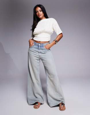 Asos Design Asymmetric Short Sleeve Top With Cinch Waist Detail In White