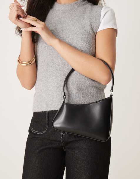 ASOS DESIGN asymmetric shoulder bag in black - view 1