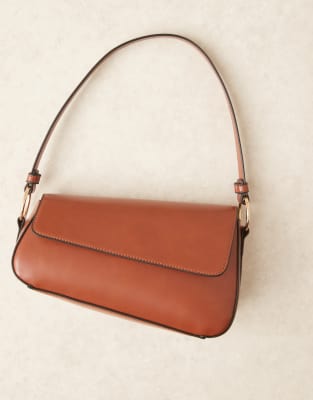 Asos Design Asymmetric Shoulder Bag With Front Flap