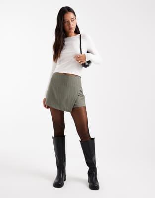 Asos Design Asymmetric Skort In Multi