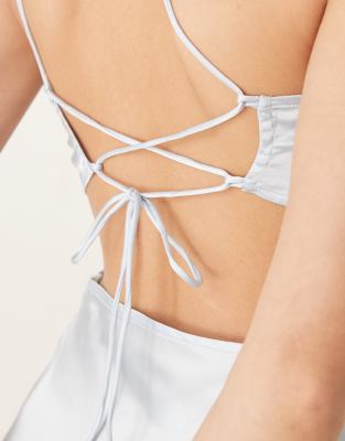 ASOS DESIGN ASYMMETRIC STRAPPY LACE SLIP MIDI DRESS 
