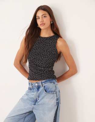 ASOS DESIGN asymmetric tank top in spot print