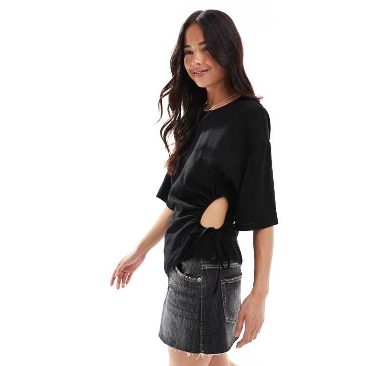 売れ筋商品|||ミスク カットソー トップス レディース Embellished Asymmetrical Overlay Top Black Diesel M-April chain-embellished Top | Black | FARFETCH