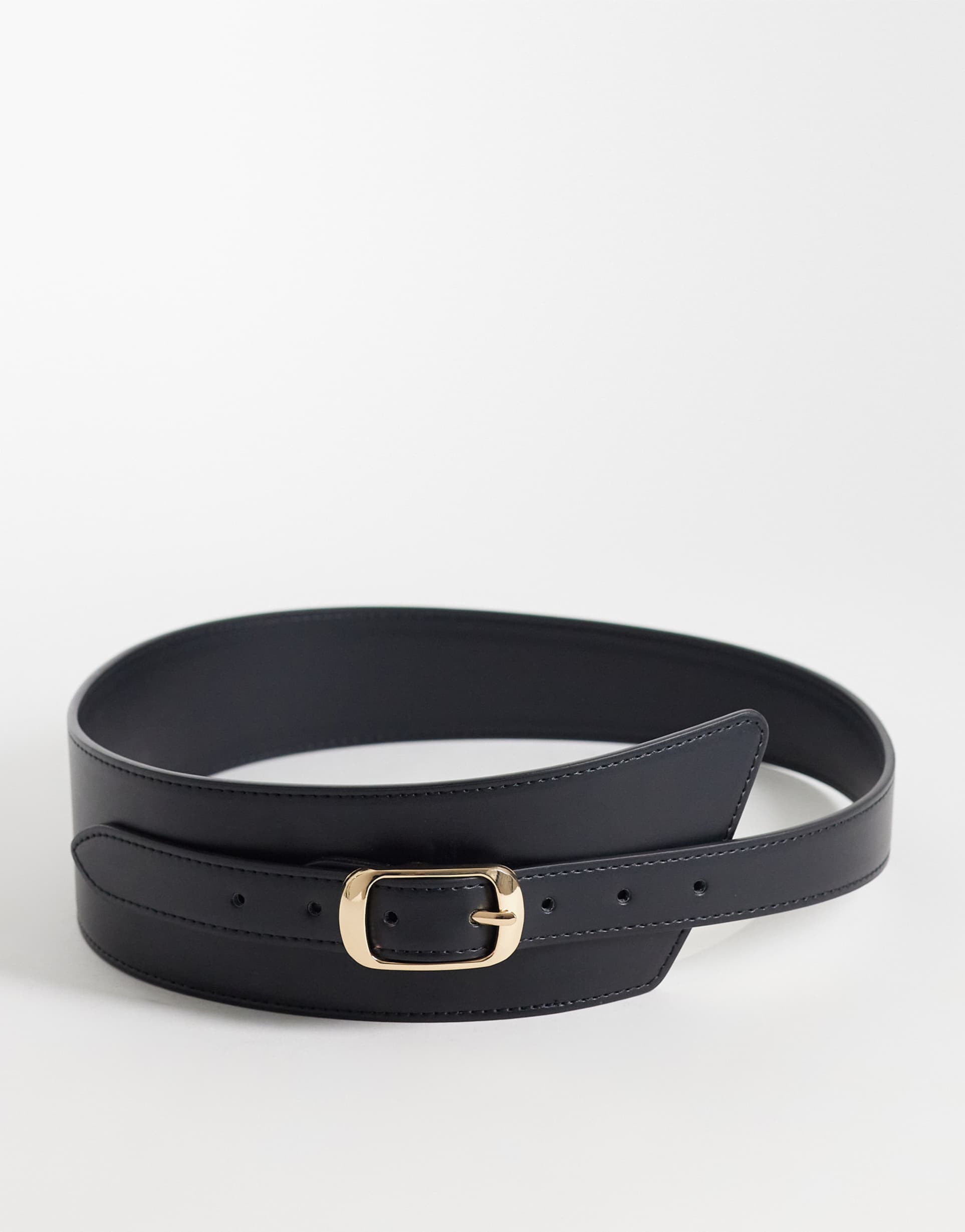 asos design asymmetric waist belt in black