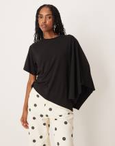 ASOS DESIGN modal one shoulder draped top in slate gray