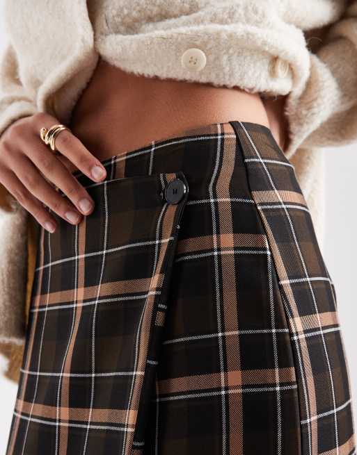 スカート ACLENT asymmetry check long skirt aclent Asymmetry check long skirt