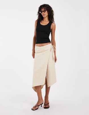 Asos Design Asymmetric Wrap Skirt In Animal Print