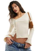 Bershka longline bandeau top in mink