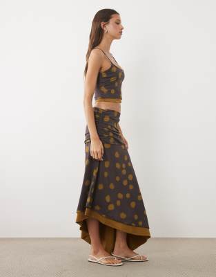 Asos Design Asymmetrical Co-ord Midi Skirt In Multi