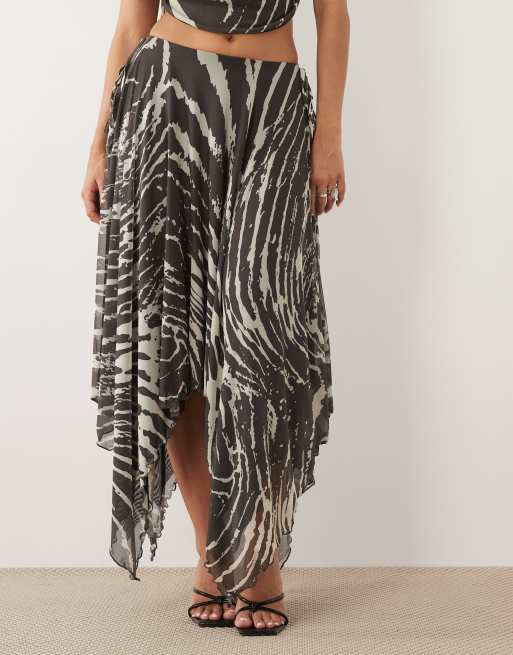 ASOS DESIGN asymmetrical hem maxi skirt co-ord in zebra, 2 of 5