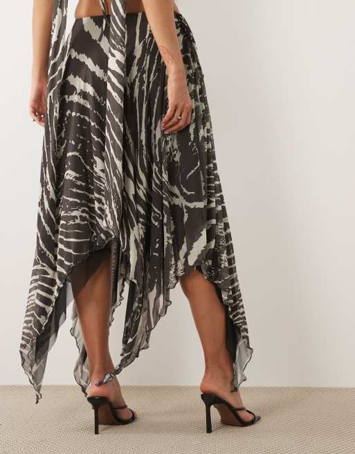 ASOS DESIGN asymmetrical hem maxi skirt co-ord in zebra, 4 of 5