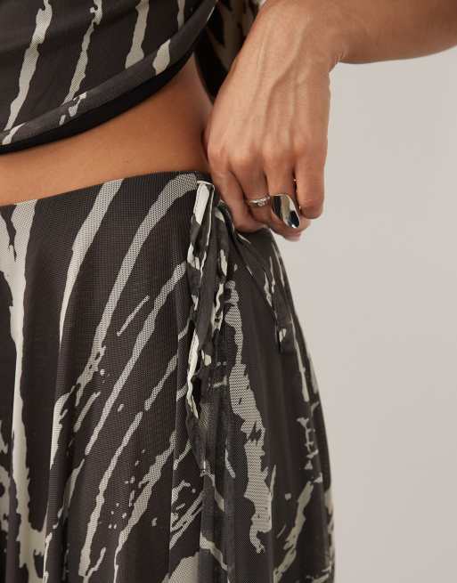 ASOS DESIGN asymmetrical hem maxi skirt co-ord in zebra, 5 of 5
