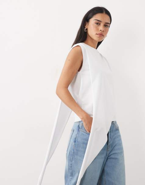 ASOS DESIGN asymmetrical long t-shirt in white - view 1