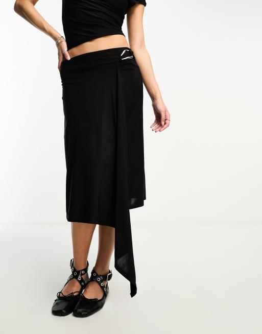 Asos black midi skirt best sale