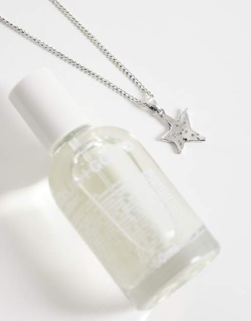 ASOS DESIGN asymmetrical molten star pendant necklace in silver, 2 of 4