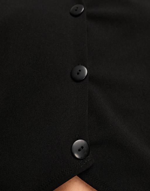 ASOS DESIGN asymmetrical waistcoat in black, 4 of 4